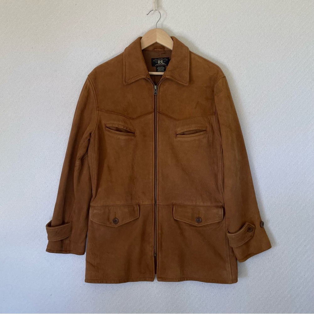 RRL Ralph Lauren Soft Lamb Suede Leather Jacket Size M Double RL Western Safari